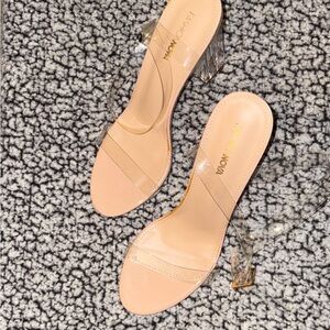 Fashion Nova Nude and Clear Ankle Strap Heels (NWOT)